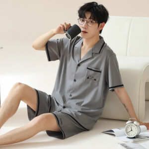 2pc Set Breathable Soft V Neck Men Shirt - Image 1