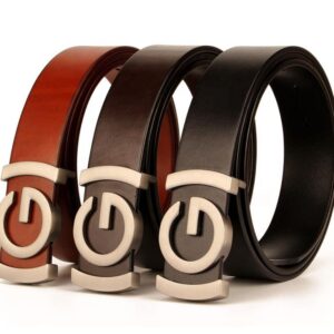 Luxury G Plain Buckle Design Brown Original Cowhide Leather Custom - Image 2