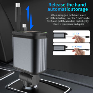 UNIEAN Wholesale 4 in 1 Retractable Car 120W Fast Charger - Image 3