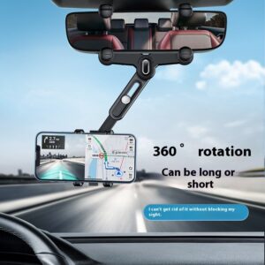 360 Rotatable Retractable Car Phone Holder ABS Rearview Mirror Driving Recorder - Image 3