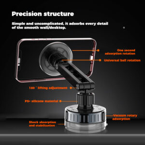 360 Degree Rotation Desktop Car Smooth Plane Vacuum Suction Phone Holder - Image 3