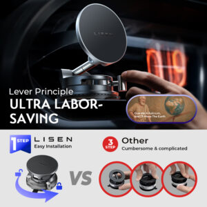 360 Rotation Car Mount for Dashboard Windshield Wireless Charger Stand Strong Magnetic Holder - Image 4