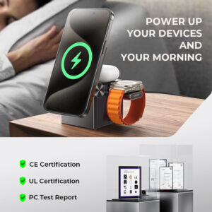 Multi-function Zinc Alloy Portable Foldable 3 in 1 Magnetic Wireless Charger for iPhone AirPods Watch - Image 5