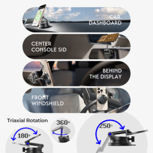 360 Rotation Car Mount for Dashboard Windshield Wireless Charger Stand Strong Magnetic Holder - Image 5