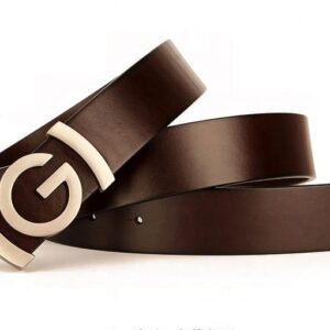 Luxury G Plain Buckle Design Brown Original Cowhide Leather Custom - Image 6