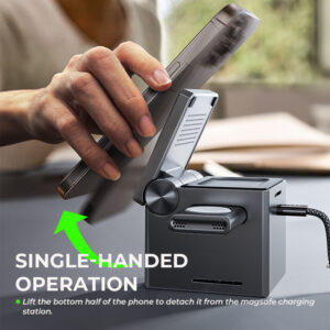 Multi-function Zinc Alloy Portable Foldable 3 in 1 Magnetic Wireless Charger for iPhone AirPods Watch - Image 6