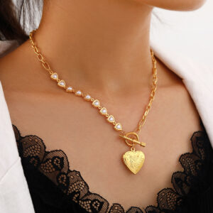18k Gold Plated Stainless Steel Snake Chain Necklace butterfly Heart Pendant - Image 6