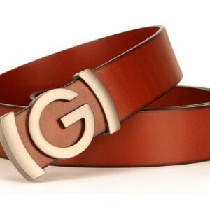 Luxury G Plain Buckle Design Brown Original Cowhide Leather Custom - Image 7