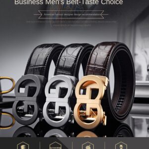 Luxury Cowhide Leather Men's Casual Business Belt with Alloy Automatic - Image 1