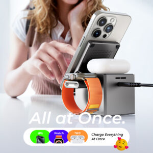 Multi-function Zinc Alloy Portable Foldable 3 in 1 Magnetic Wireless Charger for iPhone AirPods Watch - Image 7