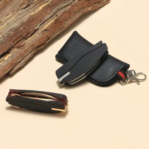 Mini Folding Key Chain Reading Glasses Metal Frame Plastic Temple Anti Blue Light Lenses - Image 2