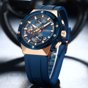 CURREN Men's Luminous  Chronograph Quartz Watch with Silicone Strap - Image 3