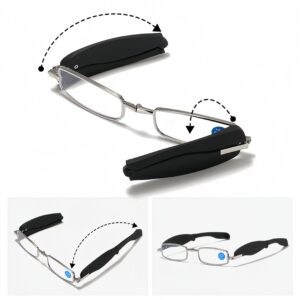 Mini Folding Key Chain Reading Glasses Metal Frame Plastic Temple Anti Blue Light Lenses - Image 3