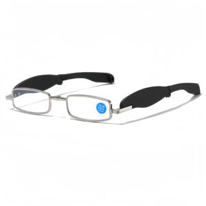 Mini Folding Key Chain Reading Glasses Metal Frame Plastic Temple Anti Blue Light Lenses - Image 4