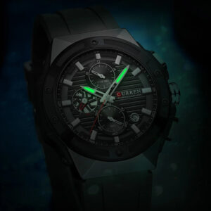 CURREN Men's Luminous  Chronograph Quartz Watch with Silicone Strap - Image 5