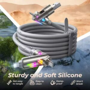 LISEN 240W Fast Charging 4 in 1 Data Cable Alloy Flexible RGB LED Light - Image 6