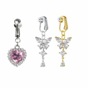 Butterfly and love Clip on belly Ring (3PCS) - Image 1