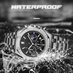 Men's Luxury Stainless Steel Band Quartz Watch Pointer Display - Image 5