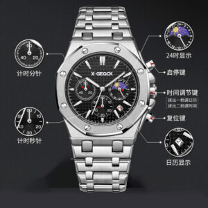 Men's Luxury Stainless Steel Band Quartz Watch Pointer Display - Image 6