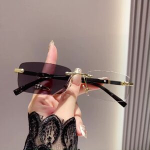 Photochromic Frameless Anti-blue Glasses Anti-radiation Gold Frem - Image 1